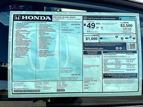 New 2026 Honda Civic Sport image 19