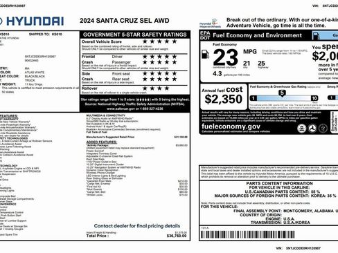 Certified 2024 Hyundai Santa Cruz SEL w/ Activity Package image 29