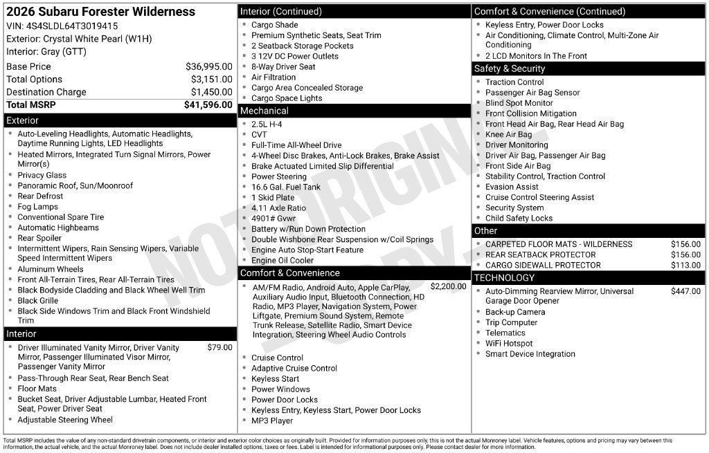 Certified 2026 Subaru Forester Wilderness AWD/4WD image 10