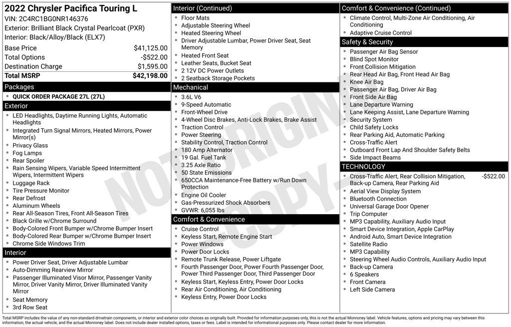 Used 2022 Chrysler Pacifica Touring-L FWD image 6
