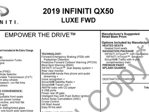 Used 2019 INFINITI QX50 Luxe w/ Navigation Package image 17