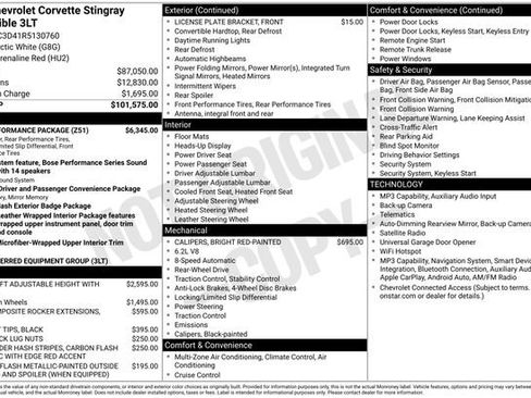 Certified 2024 Chevrolet Corvette Stingray Premium Conv w/ Z51 Performance Package RWD image 12