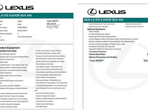Used 2020 Lexus LX 570 4WD w/ Luxury Package image 3