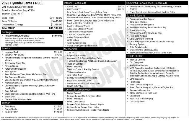 Used 2023 Hyundai Santa Fe SEL w/ Premium Package AWD/4WD image 39