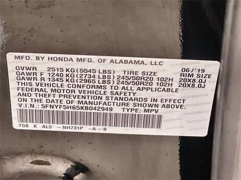 Certified 2019 Honda Pilot Touring image 22