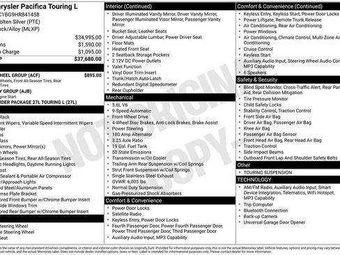 Used 2017 Chrysler Pacifica Touring-L w/ Tire & Wheel Group FWD image 5