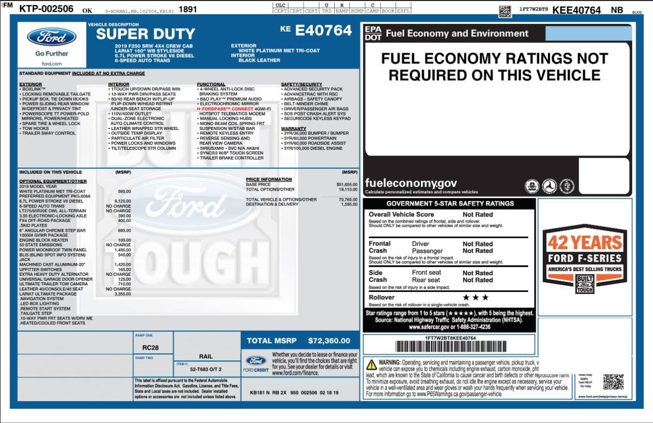 Used 2019 Ford F250 Lariat w/ Lariat Ultimate Package AWD/4WD image 4