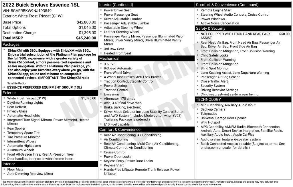 Used 2022 Buick Enclave Essence FWD image 23