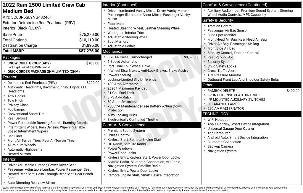 Used 2022 RAM 2500 Limited w/ Snow Chief Group AWD/4WD image 34