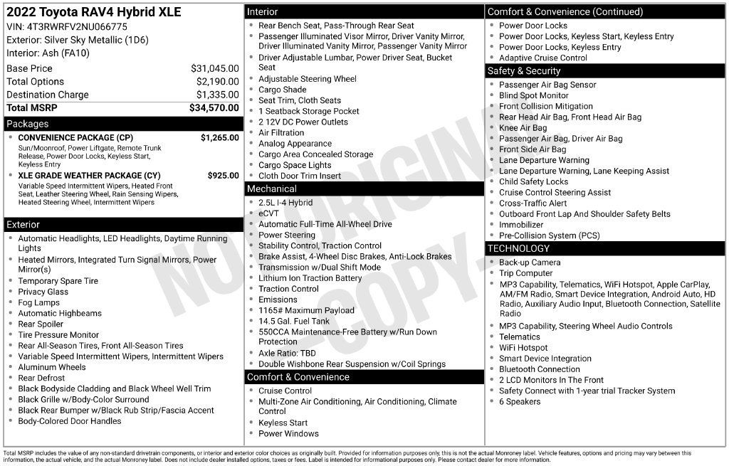 Used 2022 Toyota RAV4 XLE w/ Convenience Package AWD/4WD image 18
