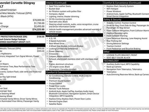 New 2026 Chevrolet Corvette Stingray Coupe w/ Battery Protection Package RWD image 1