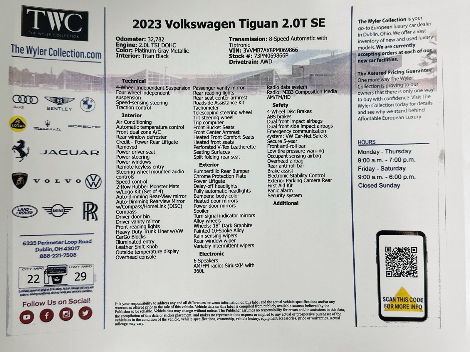 Used 2023 Volkswagen Tiguan SE w/ Panoramic Sunroof Package AWD/4WD image 46