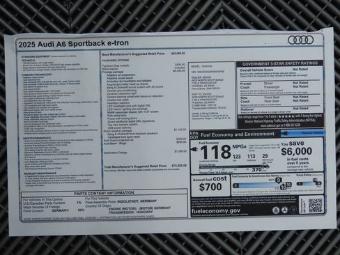 Used 2025 Audi A6 e-tron Prestige w/ Black Warm Weather Package image 9