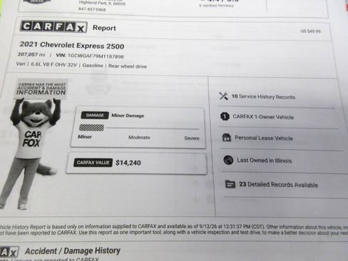 Used 2021 Chevrolet Express 2500 w/ Safety Package RWD image 13
