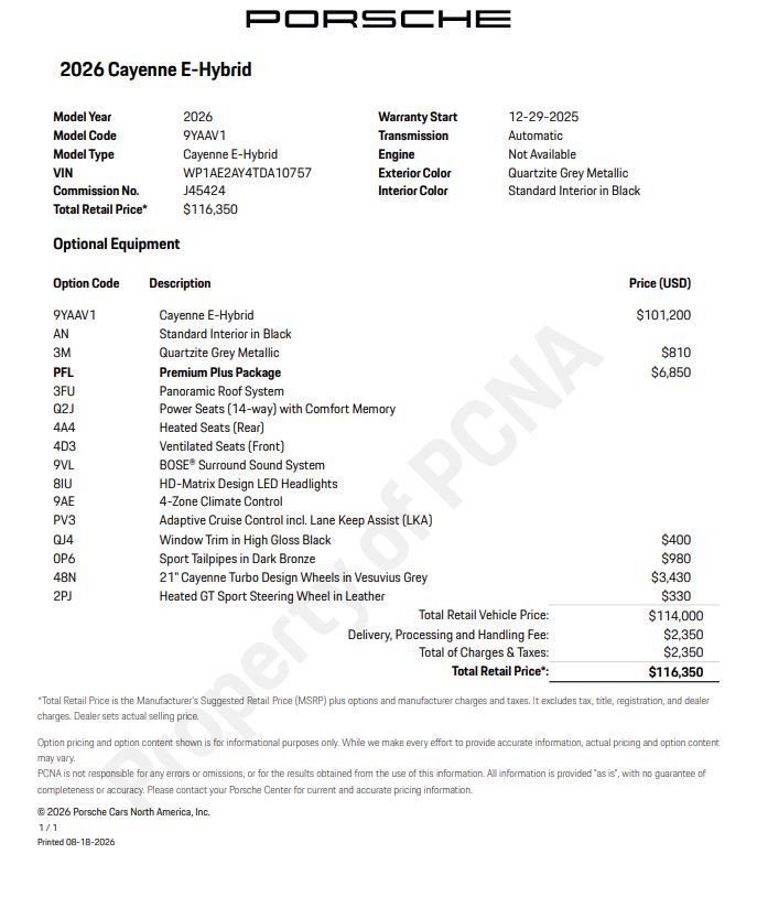 Certified 2026 Porsche Cayenne E-Hybrid AWD/4WD image 6