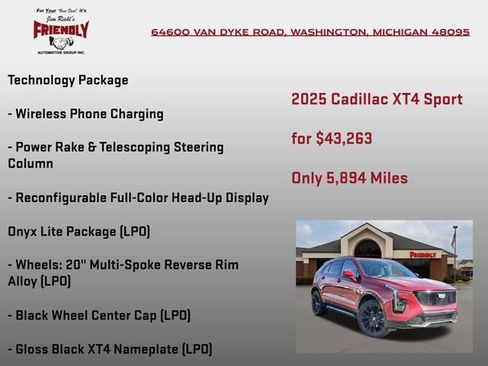 Used 2025 Cadillac XT4 Sport w/ LPO, Onyx Lite Package image 10