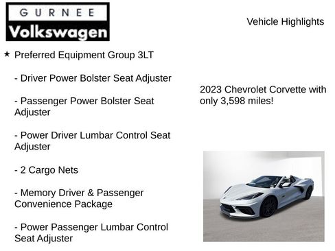 Used 2023 Chevrolet Corvette Stingray Premium Conv w/ Z51 Performance Package RWD image 7
