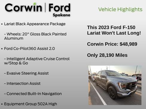 Used 2023 Ford F150 Lariat w/ Equipment Group 502A High AWD/4WD image 12