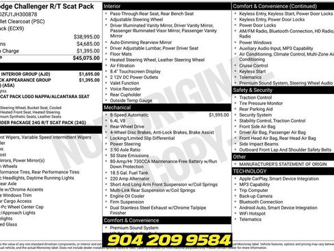 Used 2018 Dodge Challenger R/T Scat Pack w/ Leather Interior Group RWD image 35