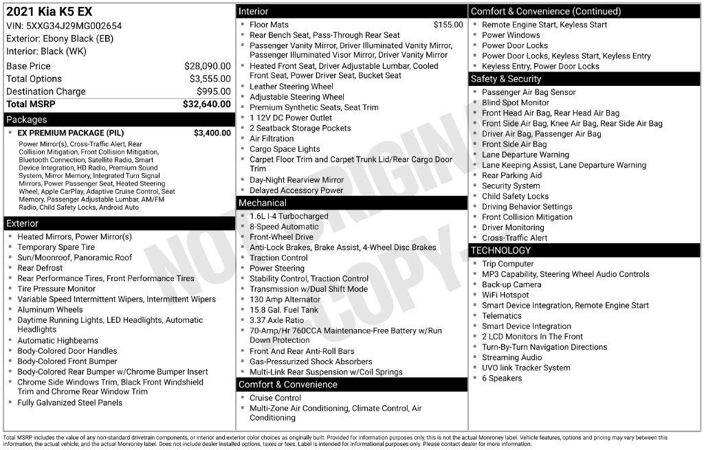 Used 2021 Kia K5 EX w/ EX Premium Package FWD image 57
