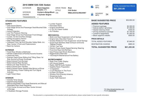 Used 2018 BMW 530i w/ Premium Package image 40