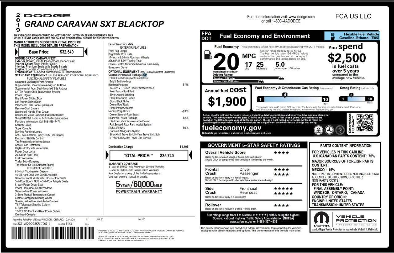 Used 2019 Dodge Grand Caravan SXT w/ Blacktop Package FWD image 7