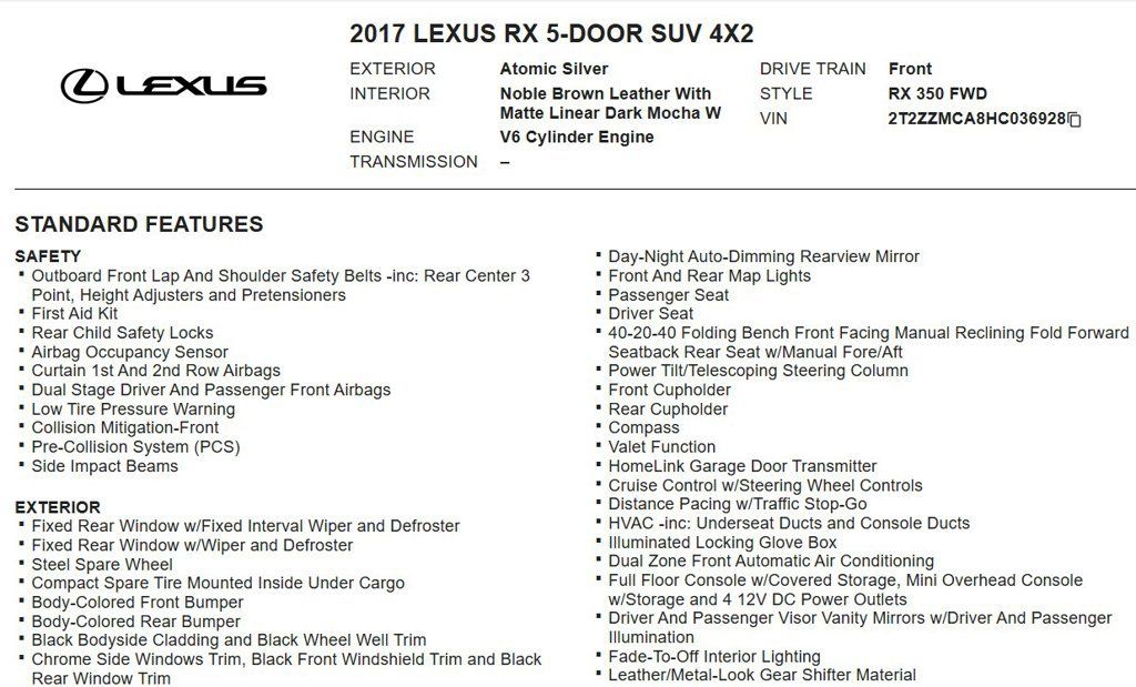 Used 2017 Lexus RX 350 FWD image 17