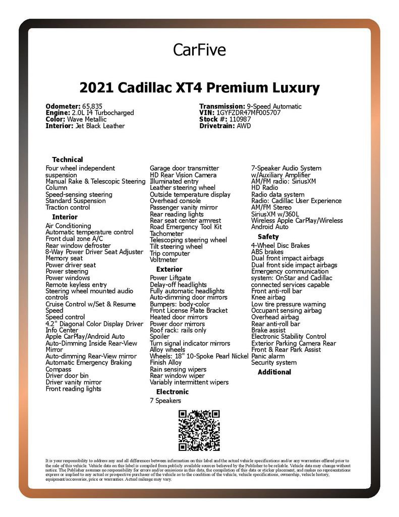 Used 2021 Cadillac XT4 Premium Luxury AWD/4WD image 29