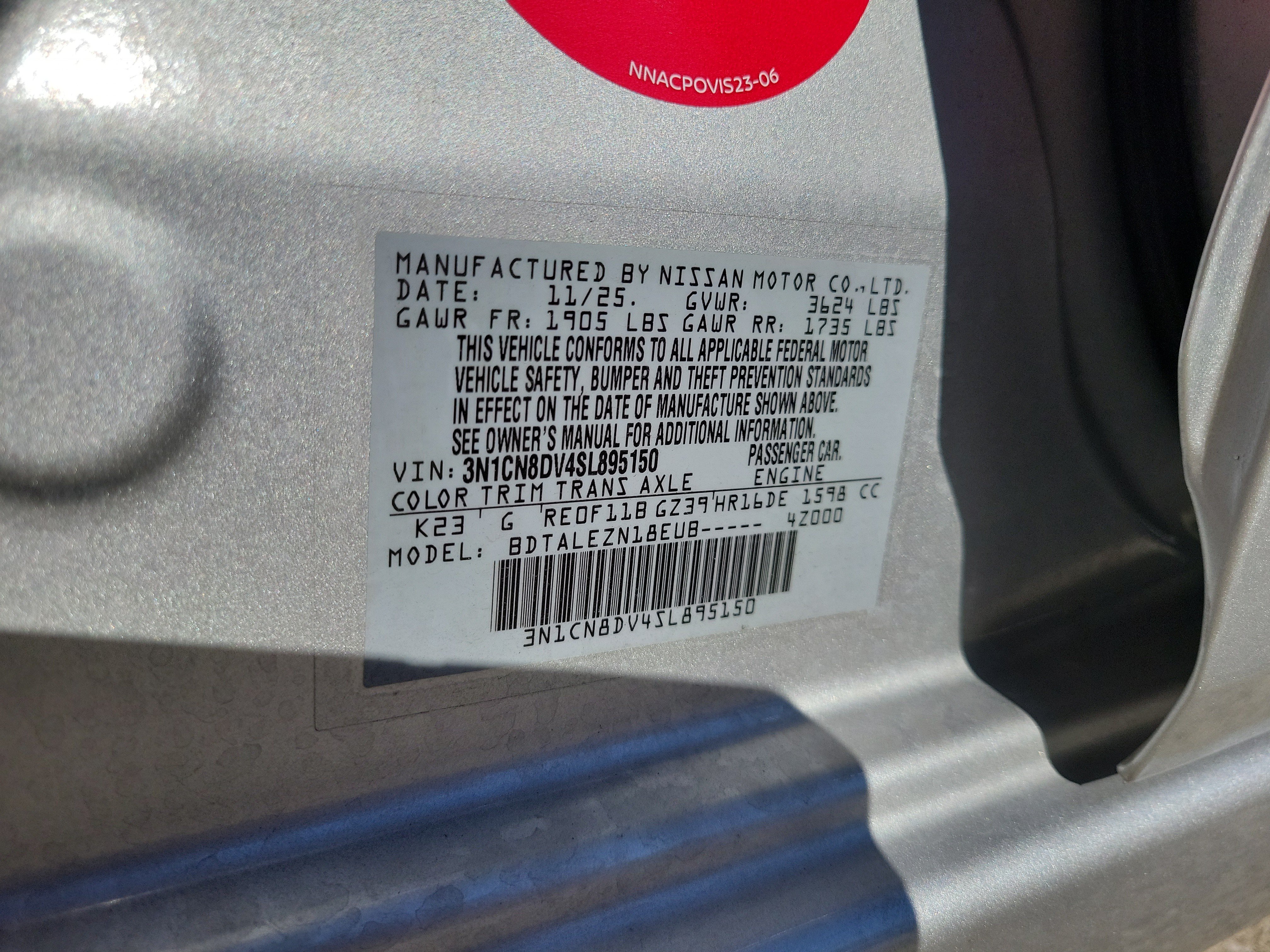 Used 2025 Nissan Versa S w/ Trunk Package FWD image 30