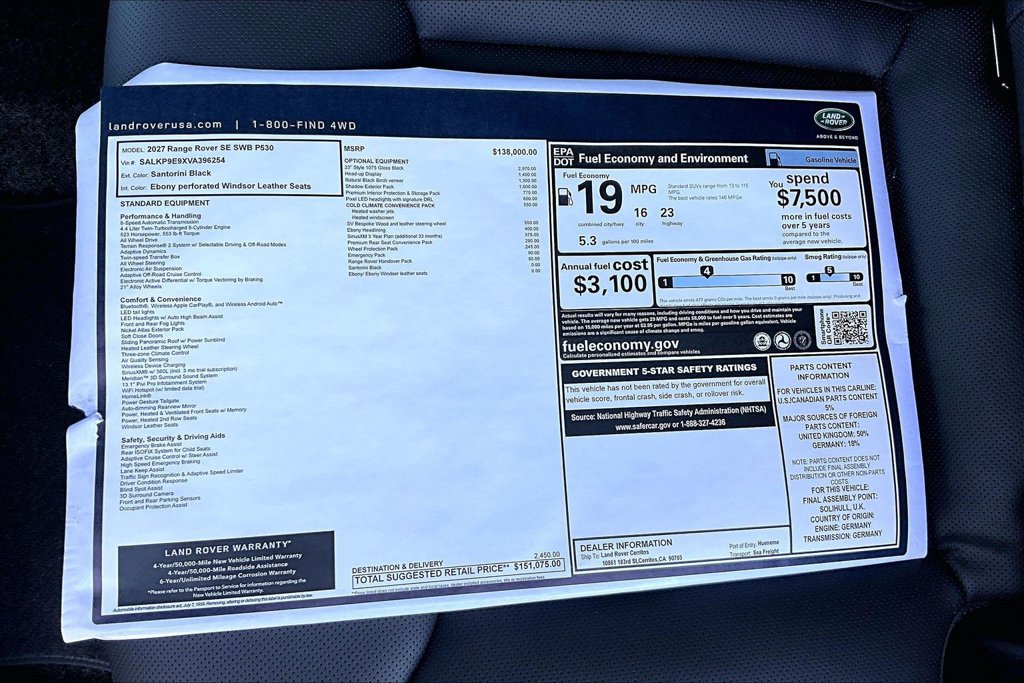New 2027 Land Rover Range Rover SE AWD/4WD image 14