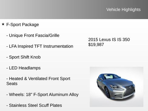 Used 2015 Lexus IS 350 w/ F-Sport Package image 12
