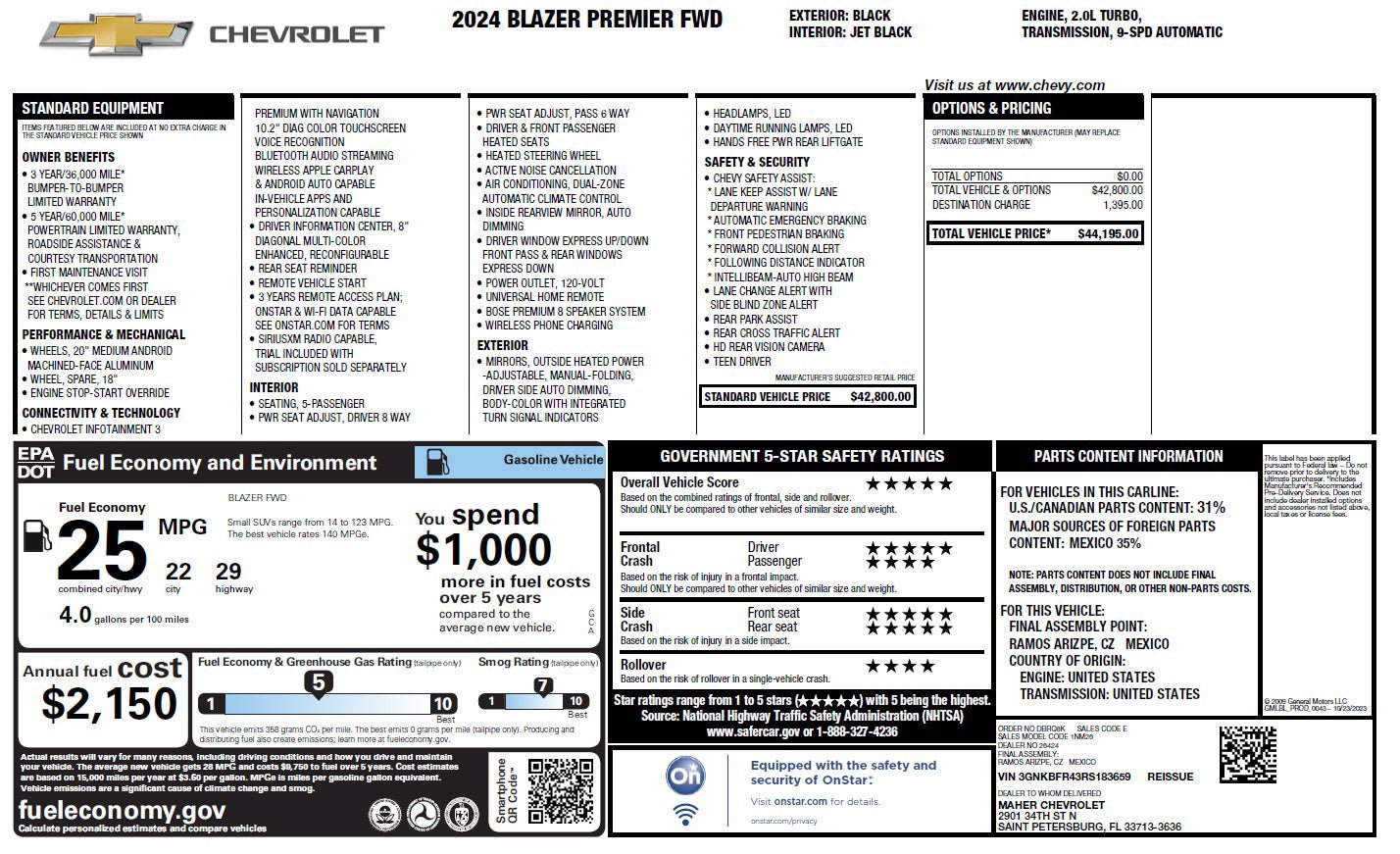 Used 2024 Chevrolet Blazer Premier FWD image 3