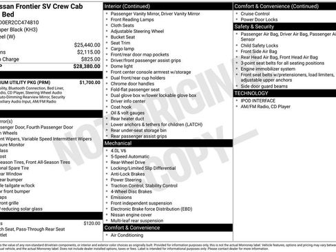 Used 2012 Nissan Frontier SV w/ SV Premium Utility Pkg RWD image 4