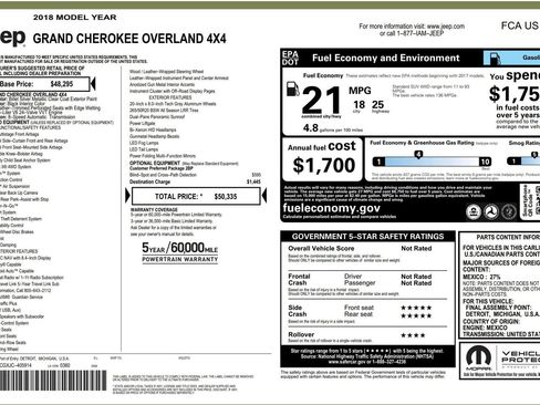 Used 2018 Jeep Grand Cherokee Overland AWD/4WD image 35