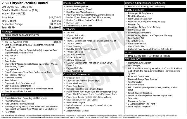 Used 2025 Chrysler Pacifica Limited FWD image 3