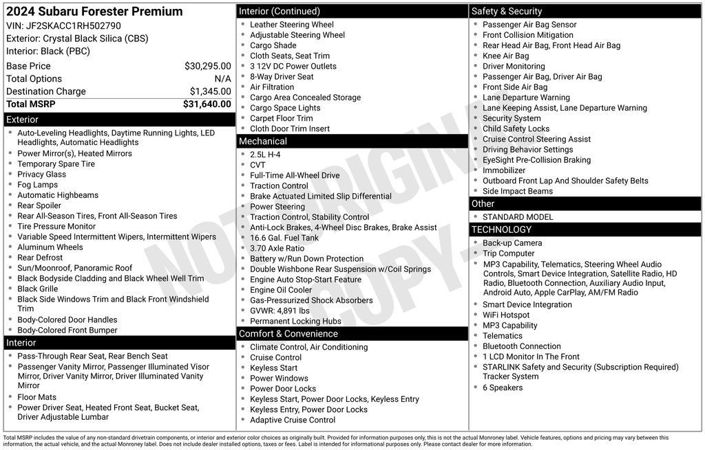 Certified 2024 Subaru Forester Premium AWD/4WD image 55