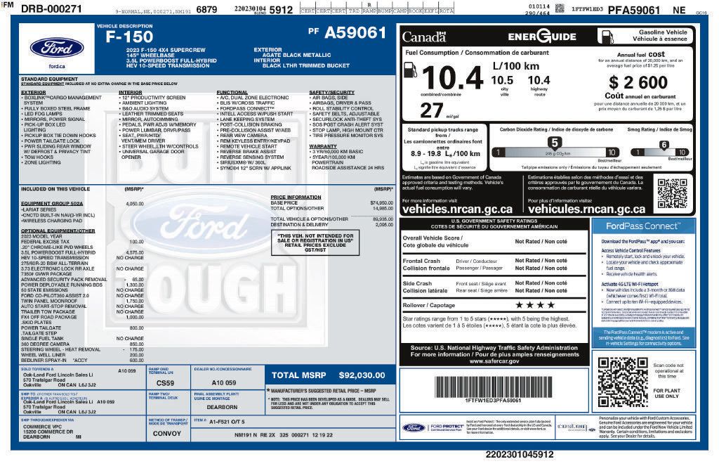Used 2023 Ford F150 Lariat w/ Equipment Group 502A High AWD/4WD image 2