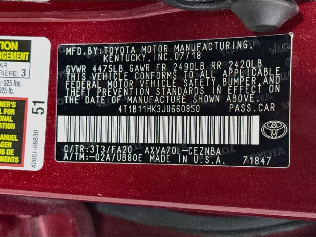 Certified 2018 Toyota Camry LE FWD image 33
