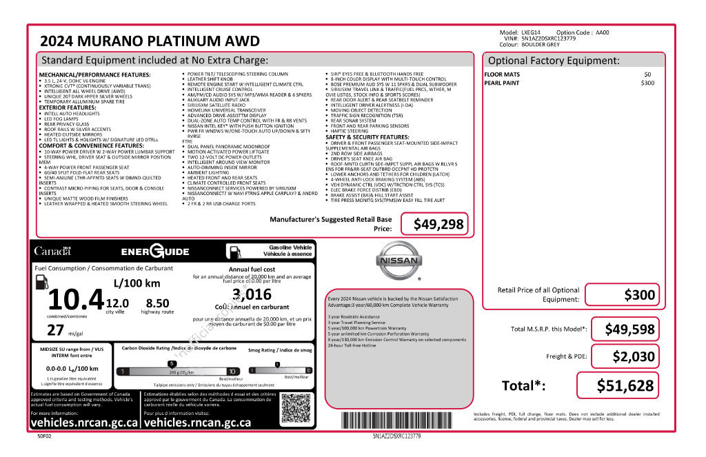 Used 2024 Nissan Murano Platinum AWD/4WD image 2