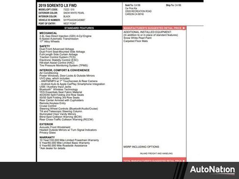 Used 2019 Kia Sorento LX image 1