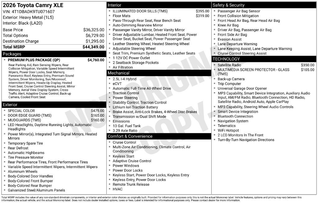 New 2026 Toyota Camry XLE w/ Premium Plus Package AWD/4WD image 25