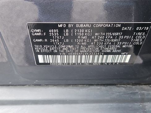 Used 2019 Subaru Outback 2.5i Premium image 7