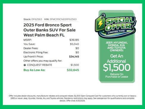 New 2025 Ford Bronco Sport Outer Banks AWD/4WD image 4