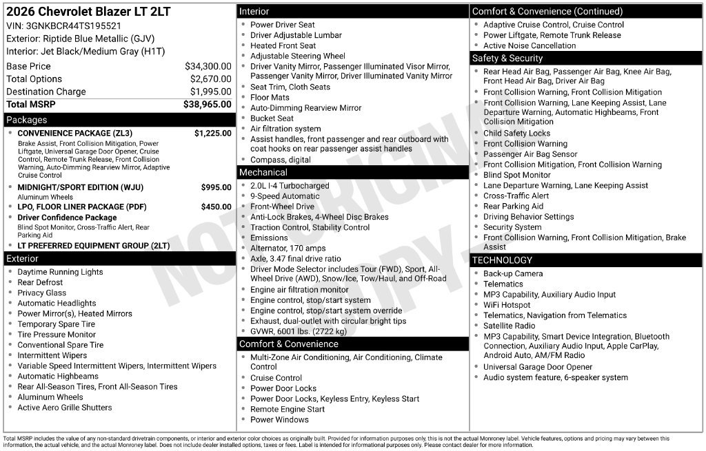 New 2026 Chevrolet Blazer LT w/ Convenience Package FWD image 35