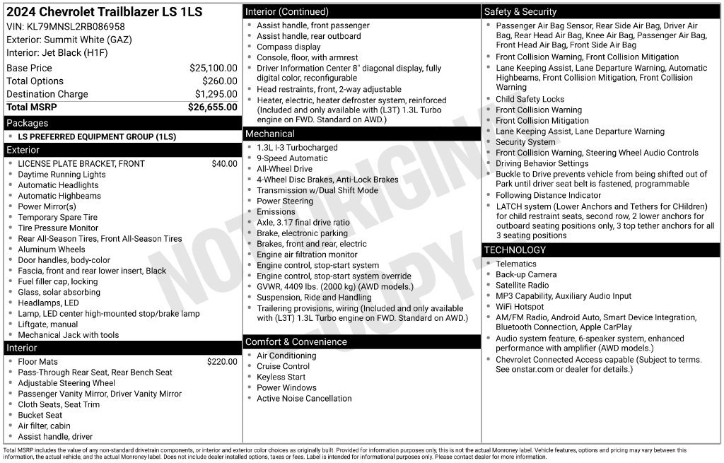 Used 2024 Chevrolet TrailBlazer LS AWD/4WD image 16