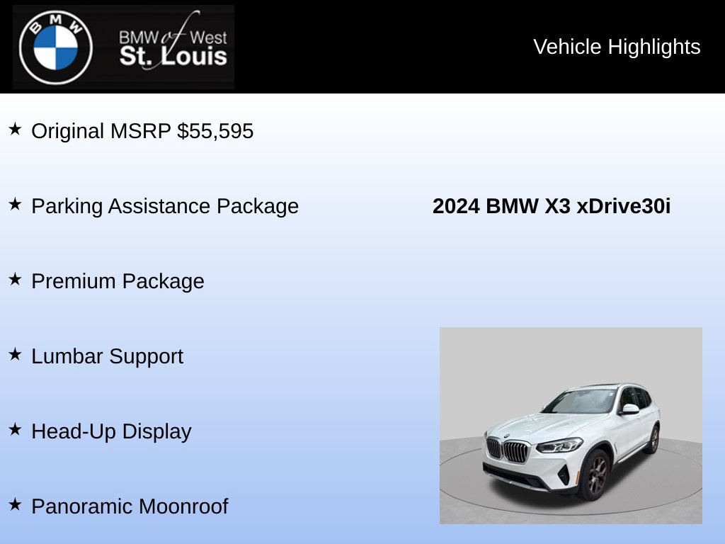 Used 2024 BMW X3 xDrive30i w/ Premium Package AWD/4WD image 8