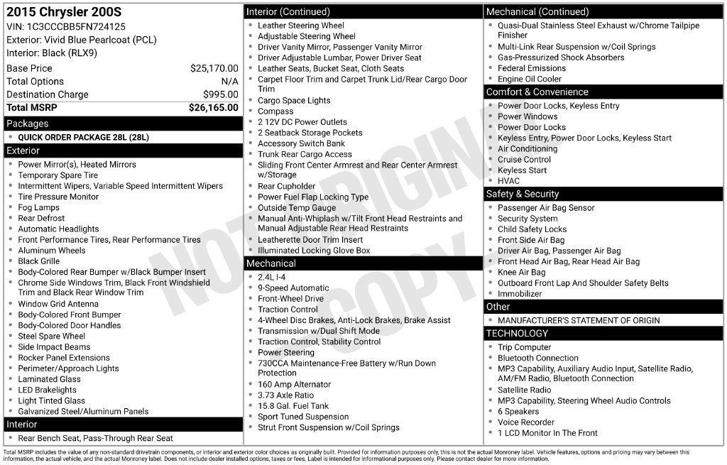 Used 2015 Chrysler 200 S FWD image 9
