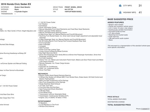 Used 2016 Honda Civic EX image 3