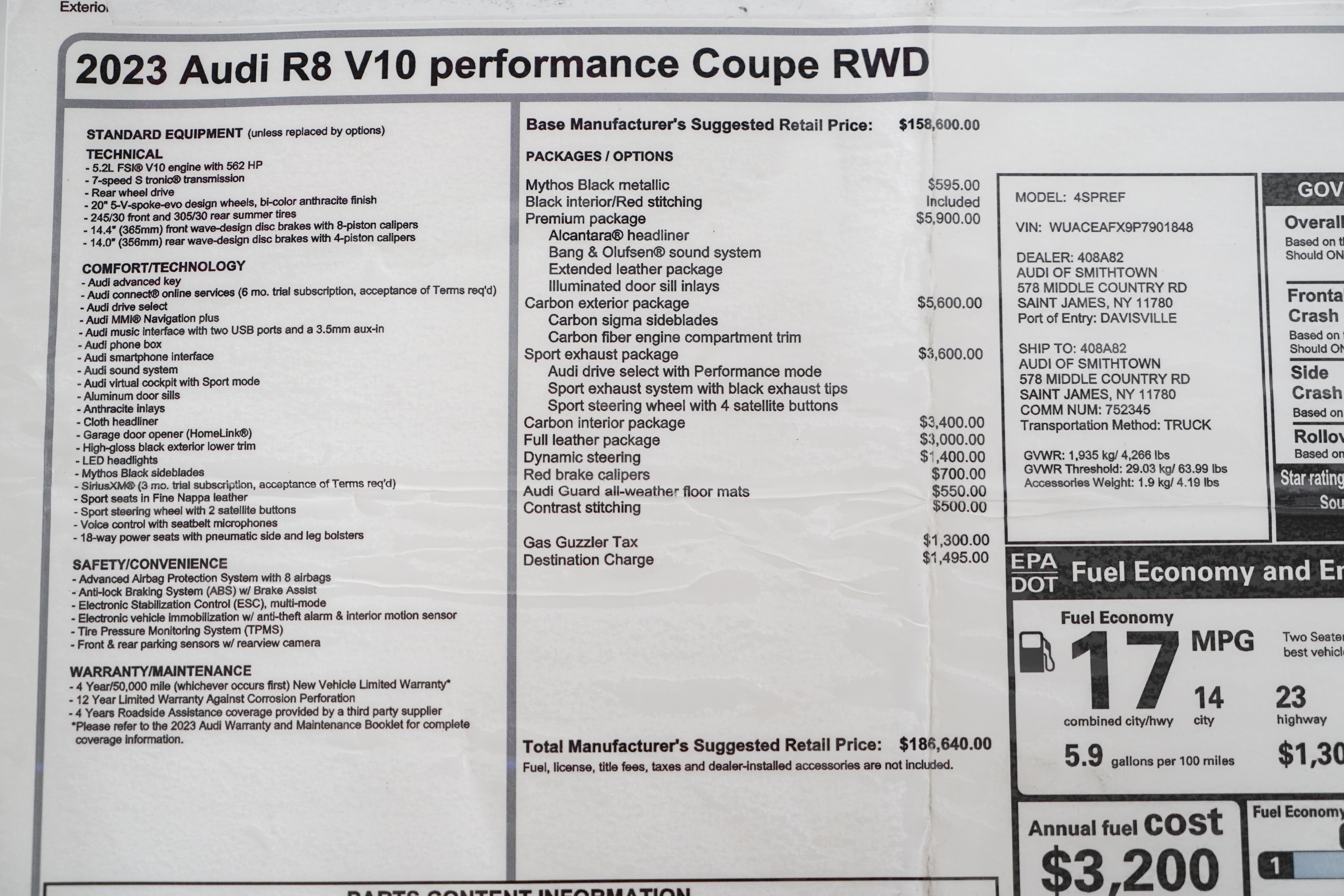 Used 2023 Audi R8 V10 performance RWD image 40