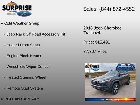 Used 2018 Jeep Cherokee Trailhawk w/ Cold Weather Group AWD/4WD image 6